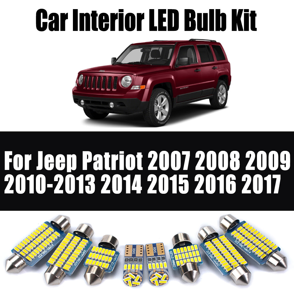 AutoGlowLED LED Interior Light Kit for Jeep Patriot 2007-2017 8Pcs Canbus Error Free
