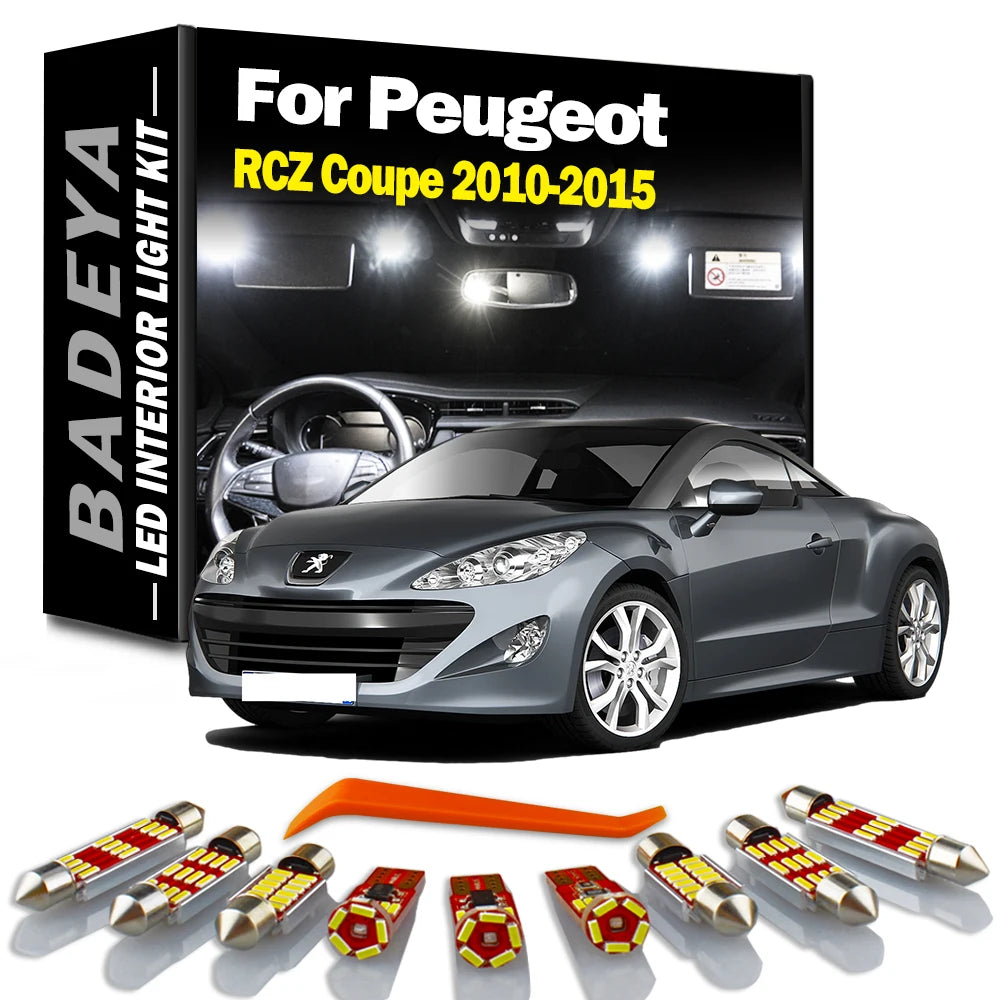 AutoGlowLED 16Pc LED Interior Light Kit for Peugeot RCZ Coupe 2010-2015