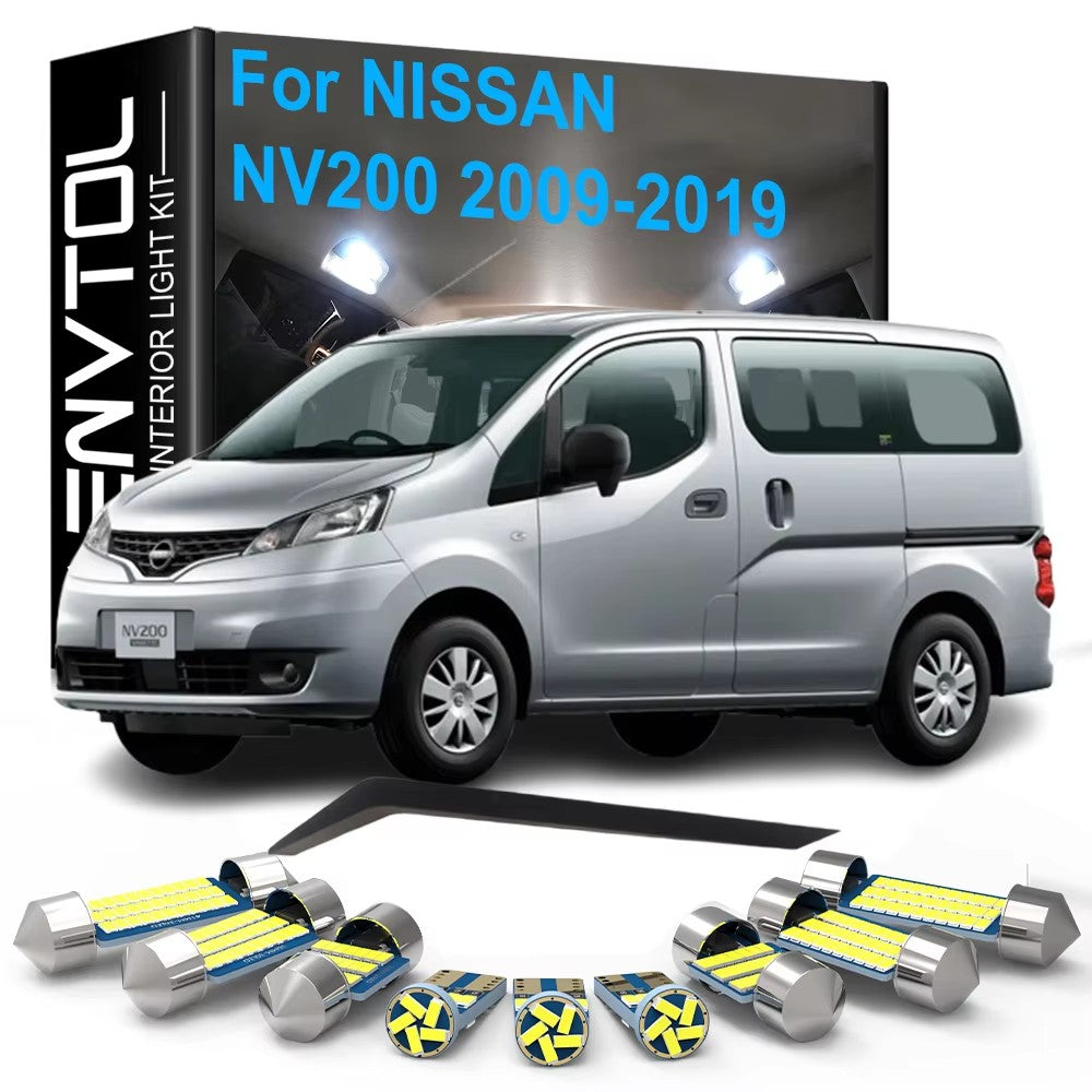 AutoGlowLED 9pcs LED Interior Lights Canbus Kit for Nissan NV200 2009-2019 Dome License Plate Lamps