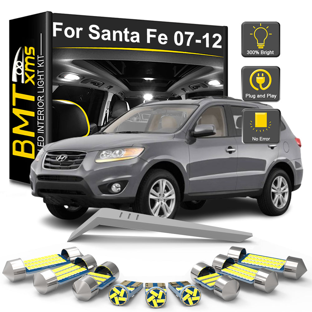 AutoGlowLED 12Pc LED Interior Light Kit for Hyundai Santa Fe MK2 CM 2007-2012