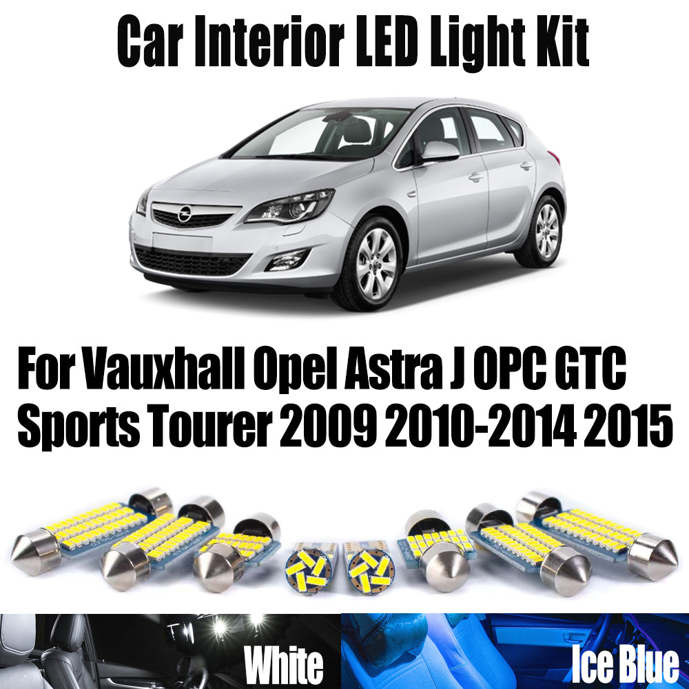 AutoGlowLED 15Pc Canbus LED Interior Light Kit for Vauxhall Opel Astra J 2009-2015