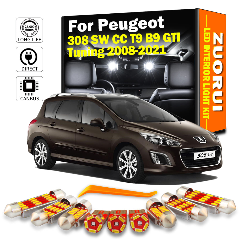 AutoGlowLED Canbus LED Interior Light Kit for Peugeot 308 SW CC T9 B9 GTI 2008-2021 No Error
