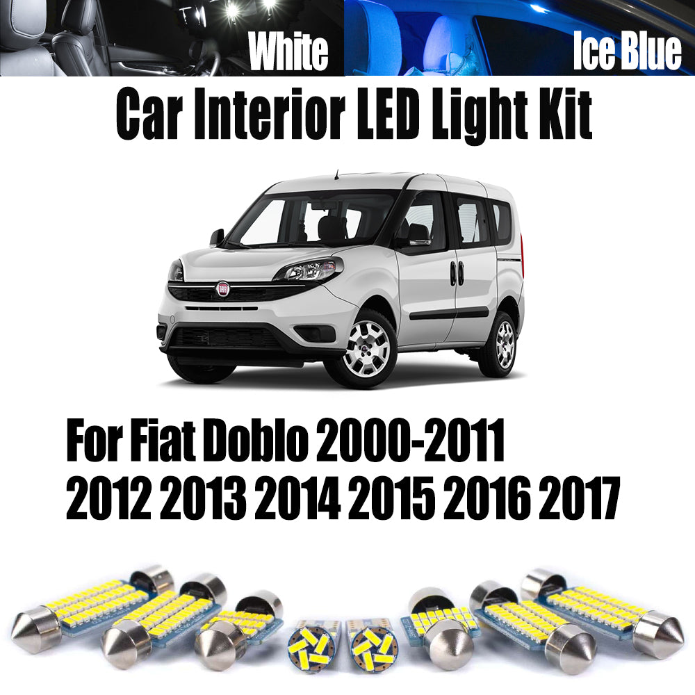 AutoGlowLED 7Pcs LED Interior Light Kit for Fiat Doblo 2000-2017