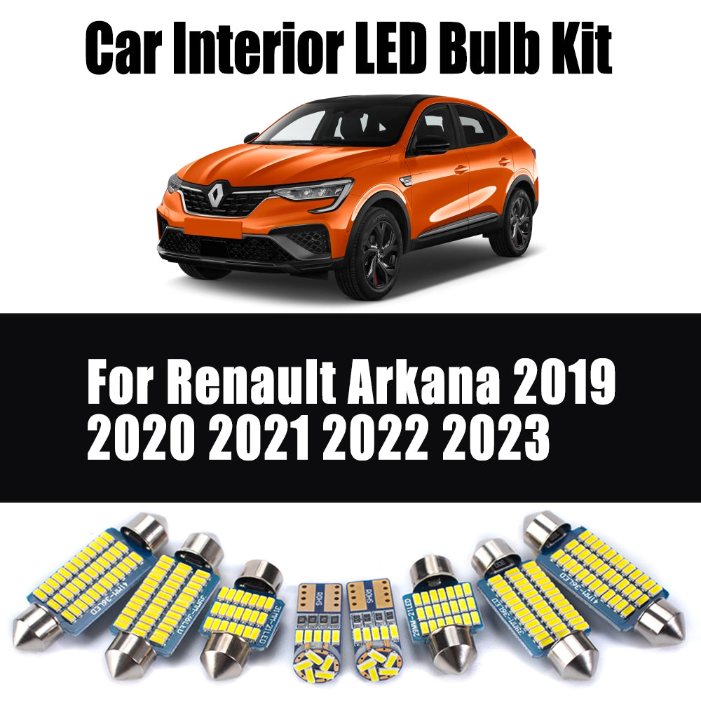 AutoGlowLED 8Pc Canbus LED Interior Light Kit for Renault Arkana 2019-2023