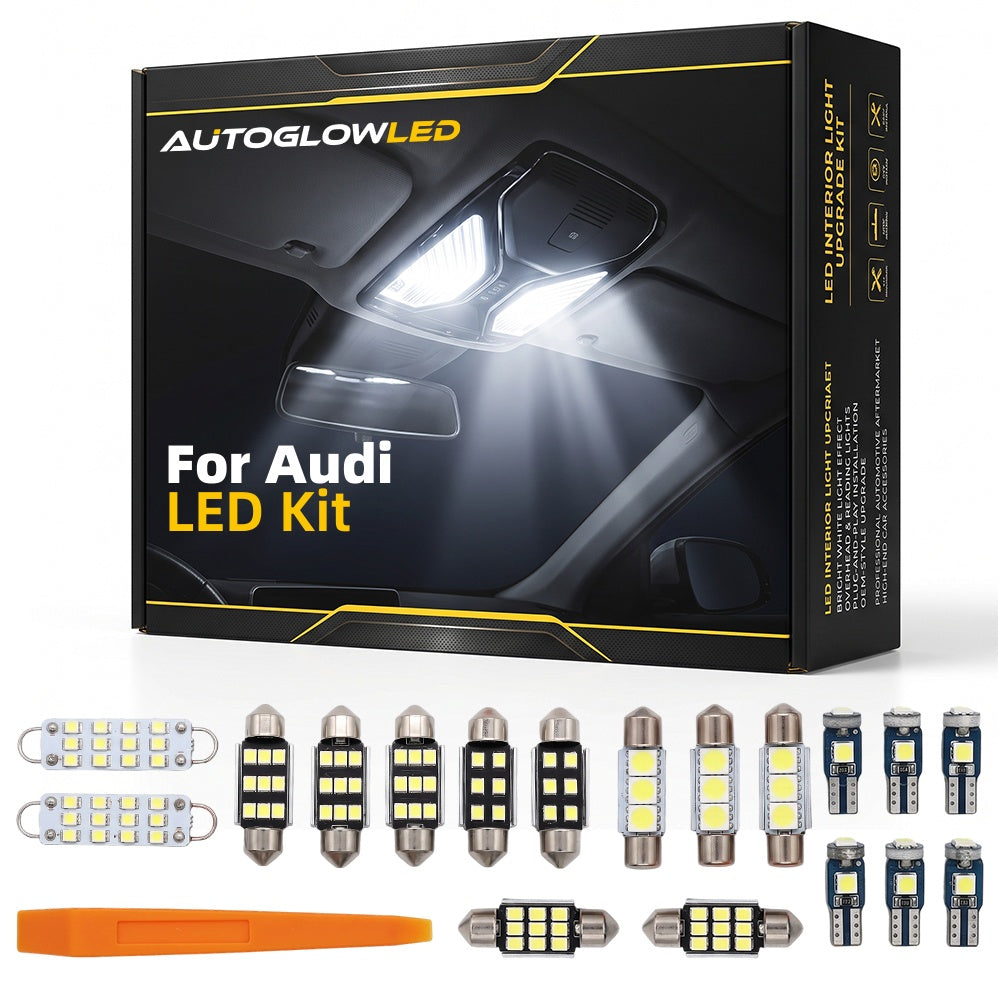 LED Interior Light Kit For Audi LED Kit | Canbus Error Free 6000K White Plug and Play | Dome, Map, Trunk, Footwell Lights | AutoGlowLED