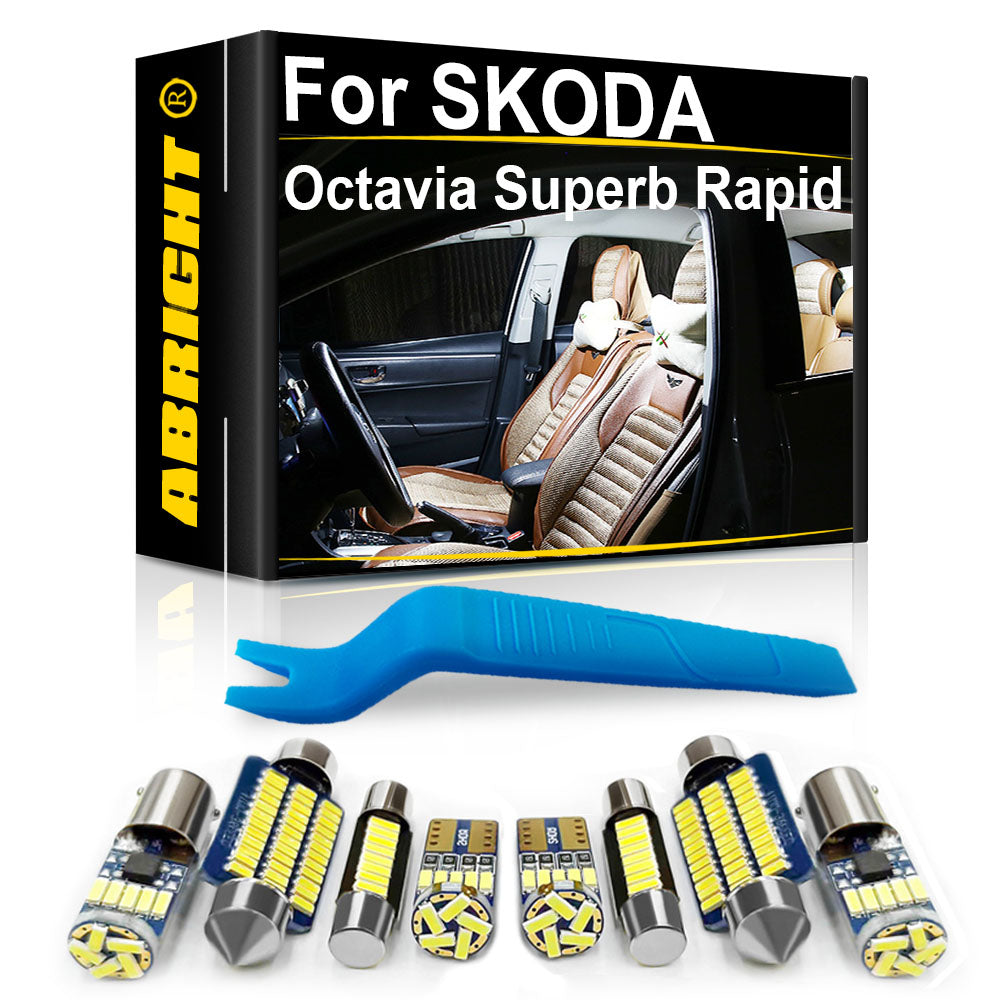 AutoGlowLED Canbus LED Interior Light Kit for Skoda Octavia Superb Rapid Yeti Roomster Kodiaq Karoq Citigo