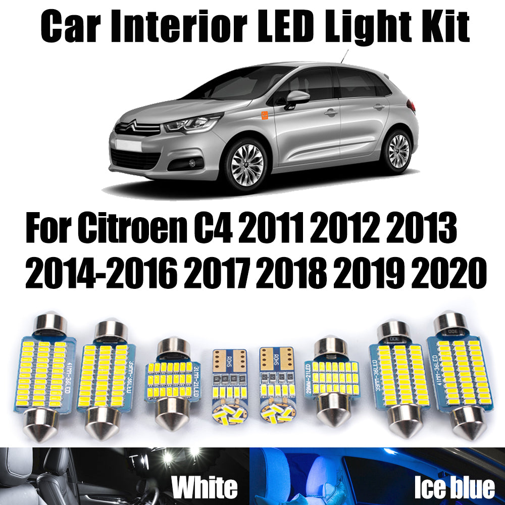 AutoGlowLED 17Pcs Canbus LED Interior Light Kit for Citroen C4 2011-2020
