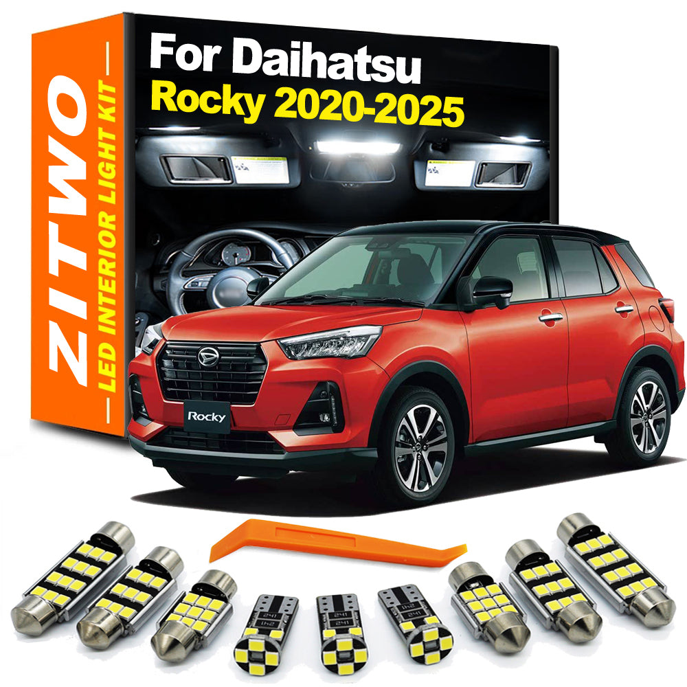 AutoGlowLED 9Pcs LED Interior Dome Map Trunk License Plate Bulb Kit for Daihatsu Rocky 2020-2025