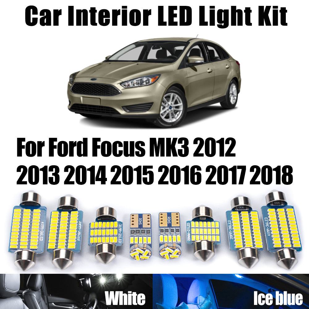 AutoGlowLED 14Pcs LED Interior Light Kit Canbus for Ford Focus MK3 2012-2018