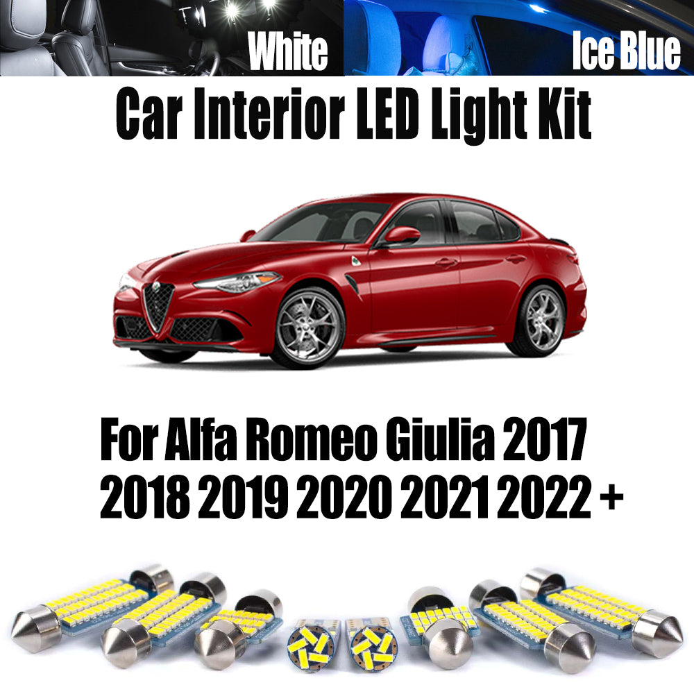 AutoGlowLED 8Pc Canbus No Error LED Interior Light Kit for Alfa Romeo Giulia 2017-2022+