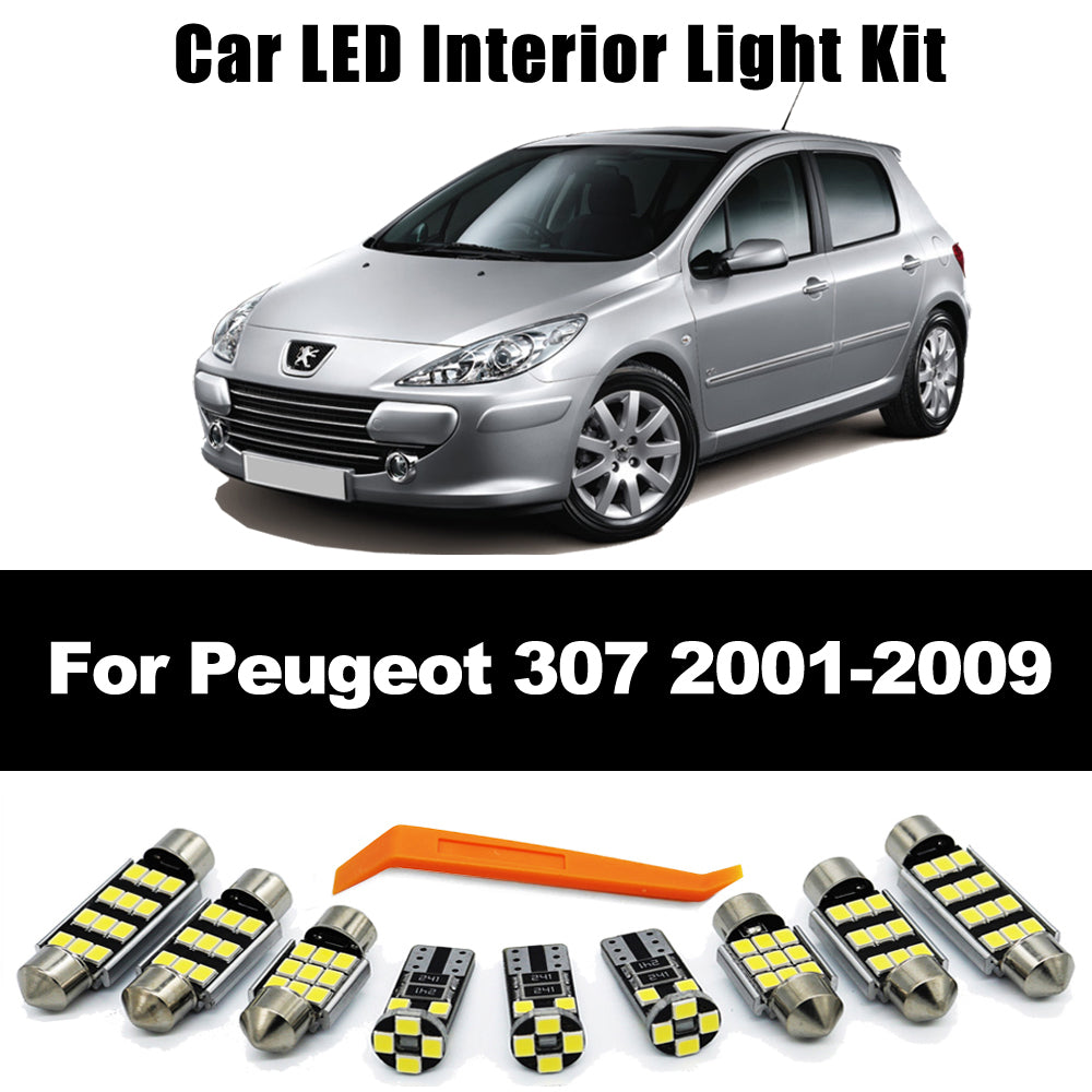AutoGlowLED 16Pcs LED Interior Light Kit for Peugeot 307 SW 2001-2009