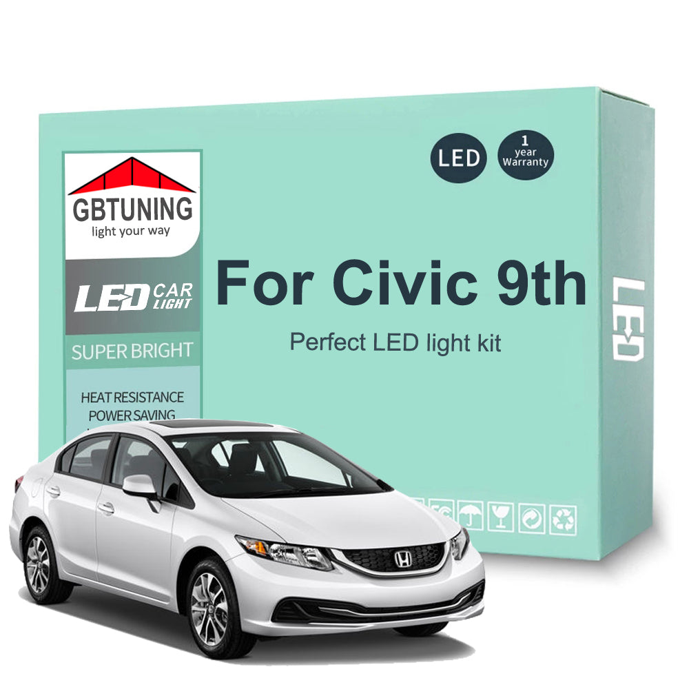 AutoGlowLED 11Pc LED Interior Light Kit for Honda Civic 9th Gen 2012-2015
